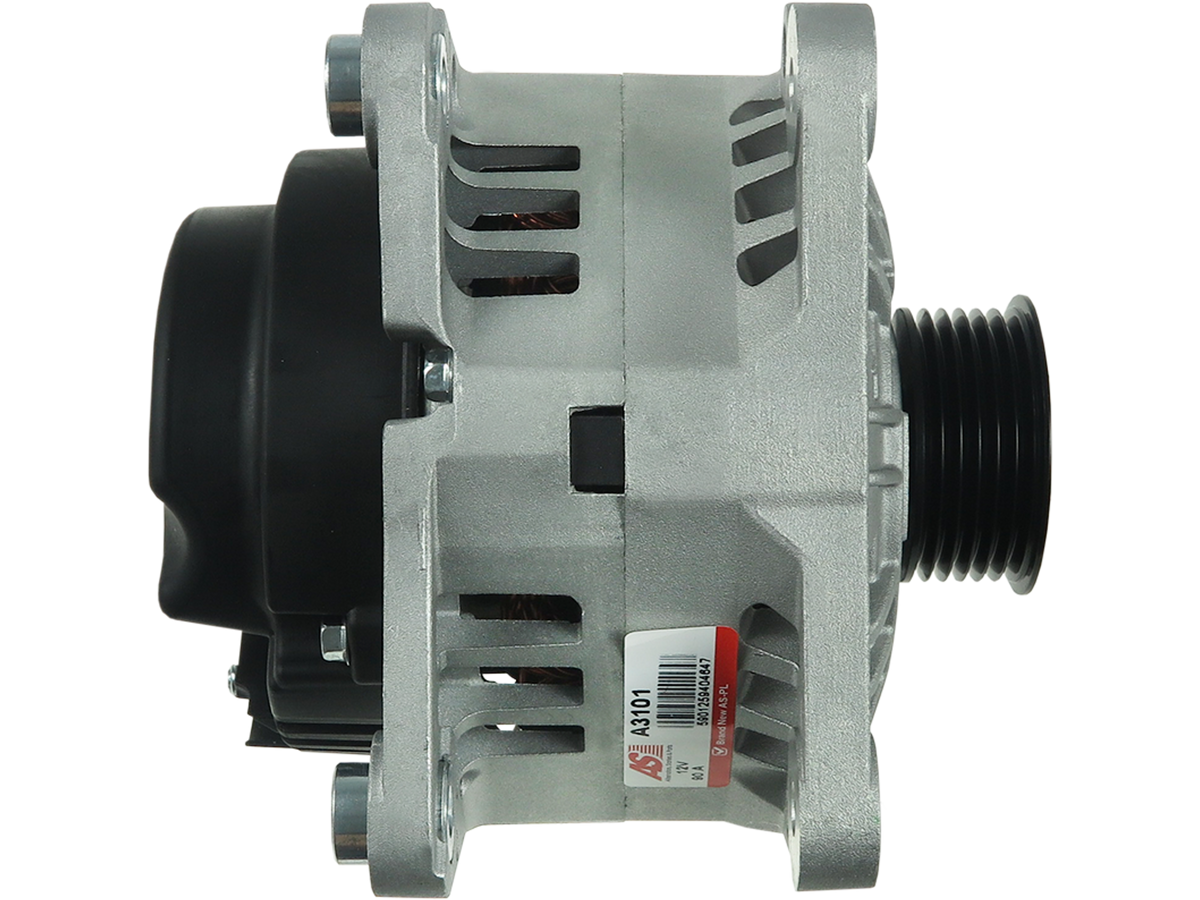 Alternateur Lucas LRA2253 12V 90A pour VW Polo, Seat Ibiza et Skoda Fabia, vue de face avec poulie, proposé par distripiecesautos66