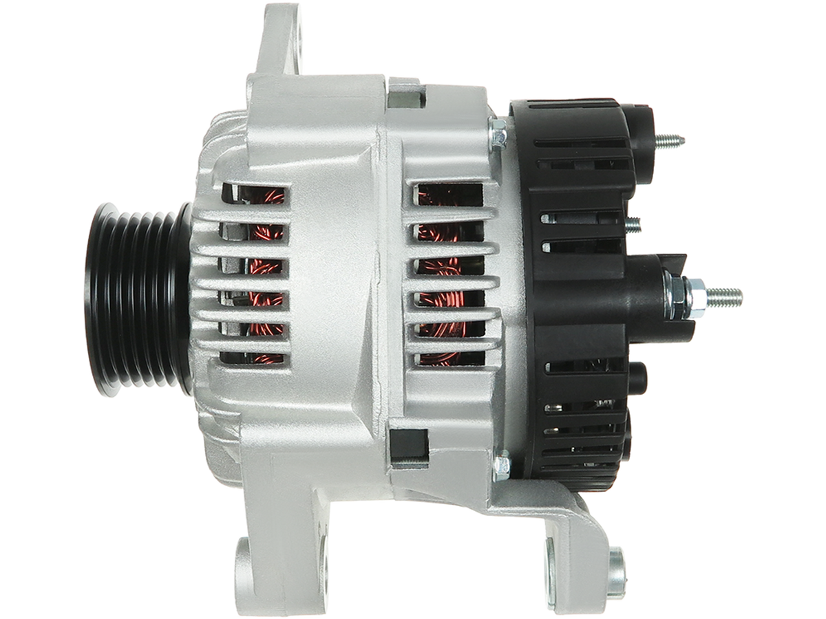 Alternateur automobile Lucas LRA1901 A3132 12 V 75 A, vue de profil avec poulie et connecteur, compatible Renault Mégane, Laguna, Clio et Scénic — distripiecesautos66