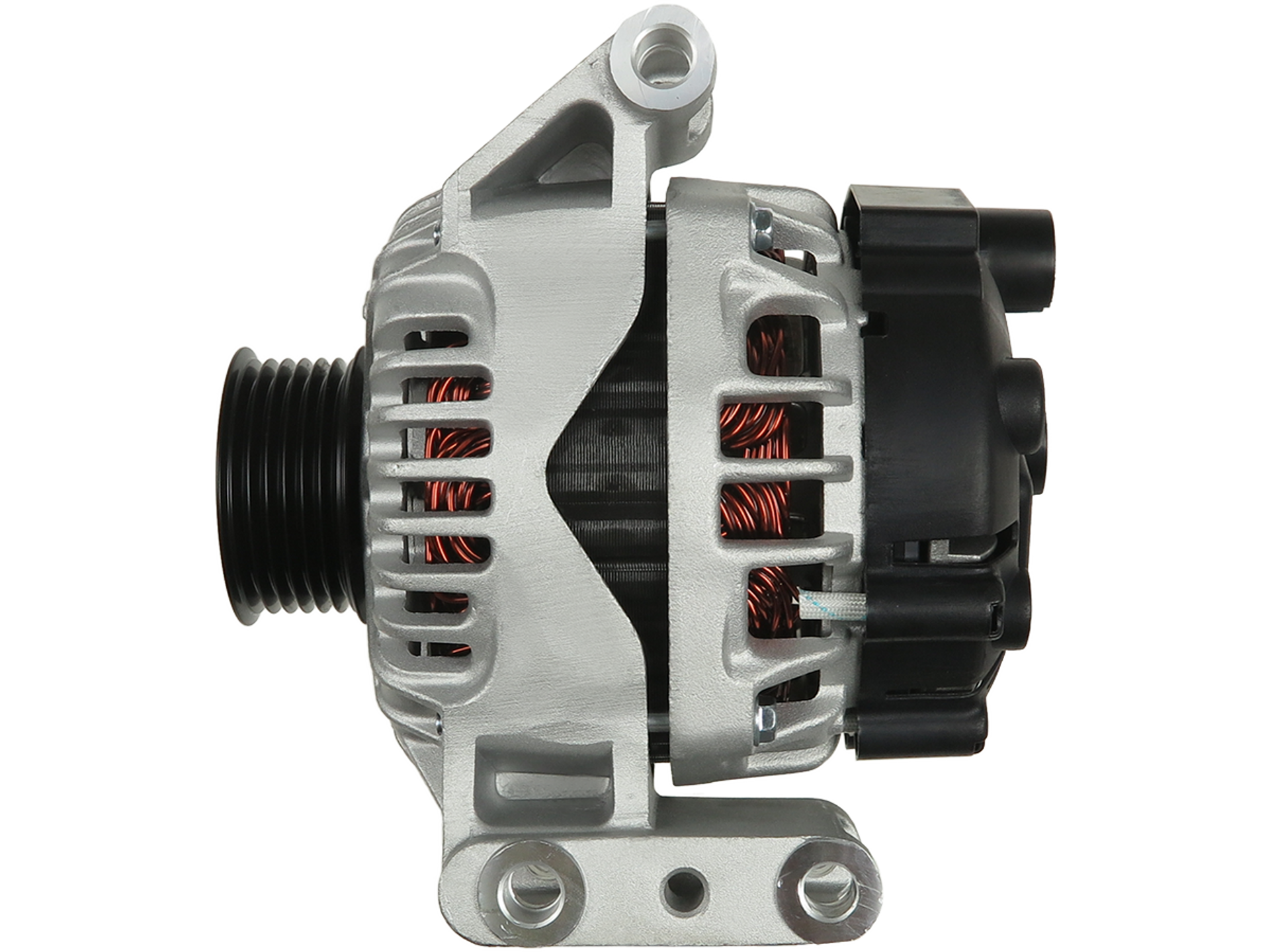 Alternateur Lucas LRA3229 12V 90A pour Fiat 1.3 JTD Multijet Panda, Punto et Doblo, proposé par distripiecesautos66 – Alternateurs Fiat Lancia pas cher, vue du produit avec poulie et connecteur arrière