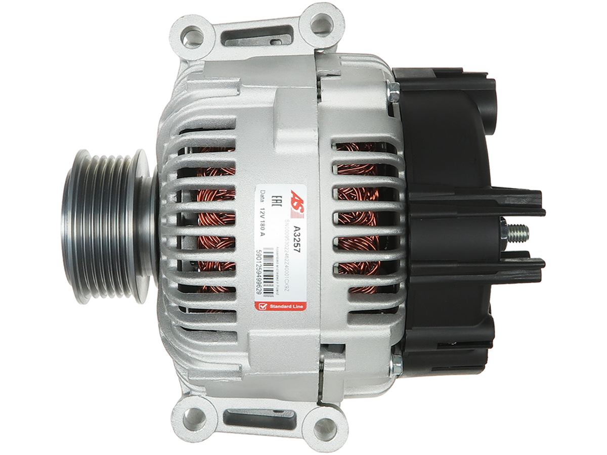 Alternateur Lucas LRA2365 12V 180A 6 gorges pour Audi A6 C6 2.4, 2.8, 3.0 et 3.2, proposé par distripiecesautos66 — pièce automobile visible de face, idéale pour trouver des alternateurs Audi pas cher