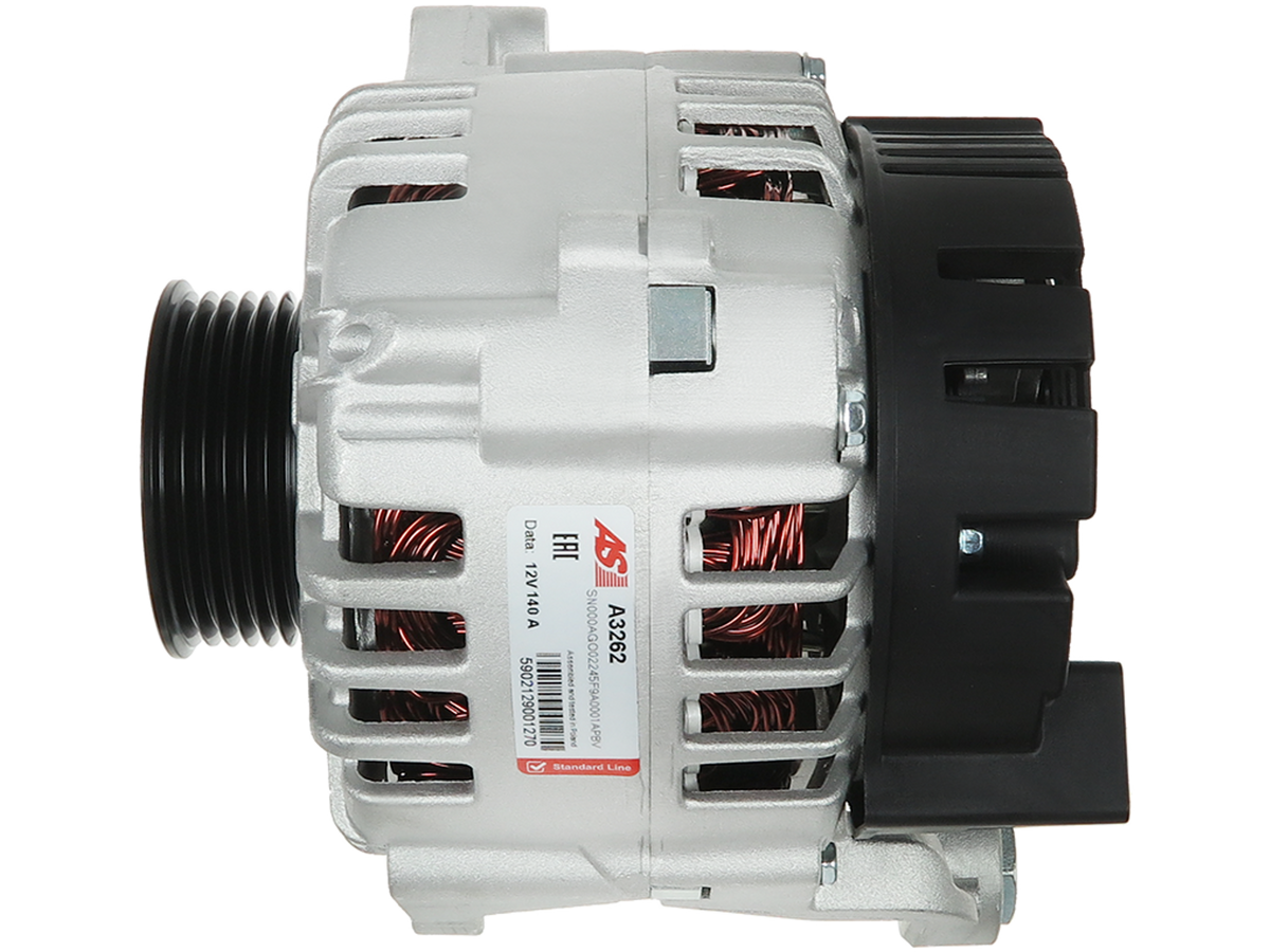 Alternateur Lucas LRA1975 12 V 140 A 6 gorges pour Audi A4, A6 et A8, OE A14VI36, vue de face – distripiecesautos66