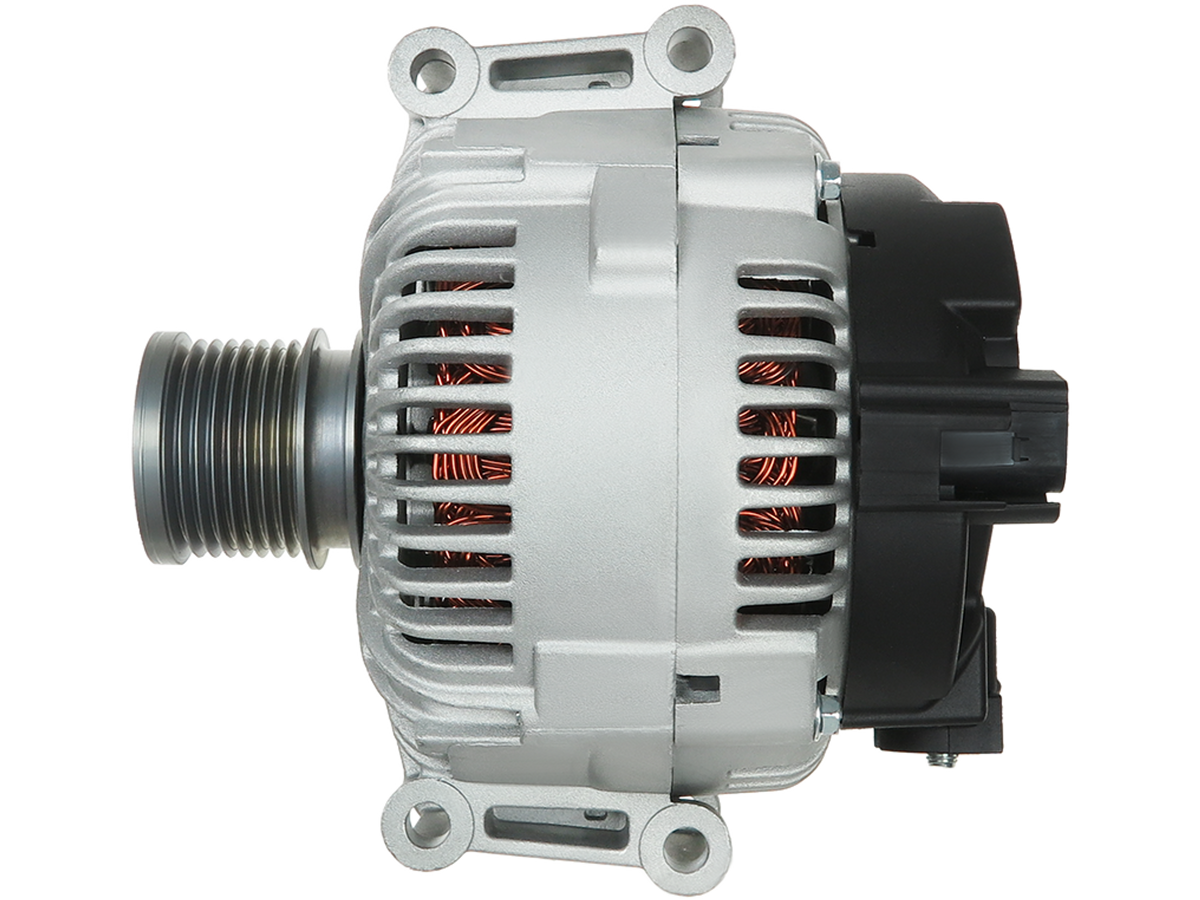 Alternateur Lucas LRA3071 12 V 180 A pour Mercedes-Benz G, GL, ML et R Classe OM642, vue de face avec poulie multi-rainurée et connecteur arrière, vendu par distripiecesautos66