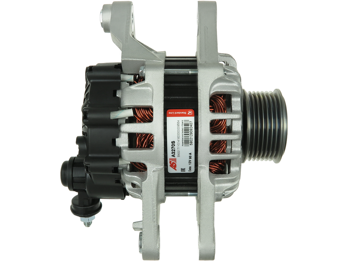 Alternateur Hyundai Kia 12V 90A – Réf. 373002B760 – OE 37300-4A700 avec poulie AFP, présenté sur fond blanc par distripiecesautos66, pièce automobile de qualité, Alternateur Hyundai Kia pas cher Perpignan