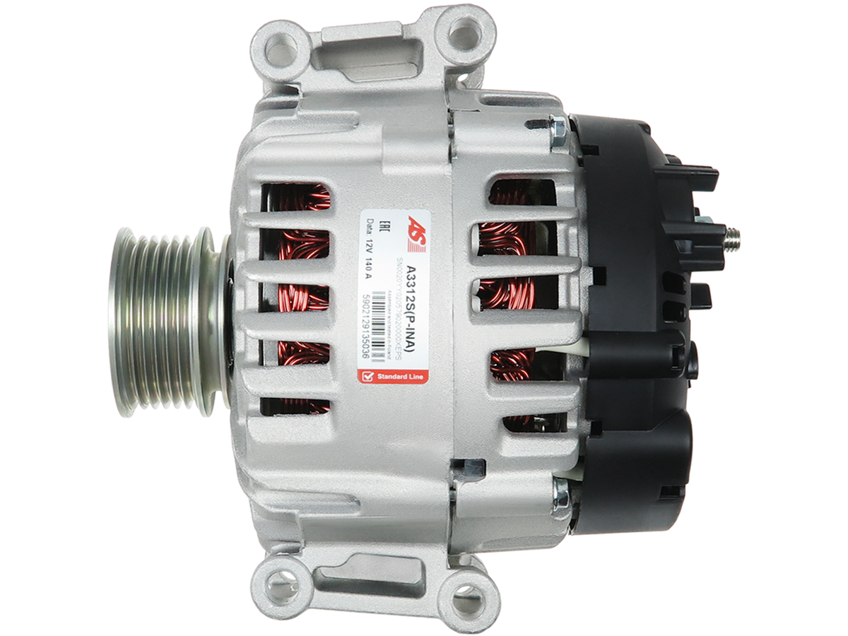 Alternateur Lucas LRA3658 12V 140A avec poulie AFP-INA compatible Audi Seat Skoda VW, vue de face, proposé par distripiecesautos66
