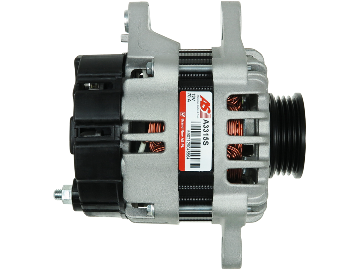 Vue de l’alternateur Lucas LRA3367 12 V 70 A 4 gorges OE 37300-02600 pour Hyundai i10 et Kia Picanto, proposé par distripiecesautos66 : Alternateur Hyundai Kia pas cher. Livraison à l'international