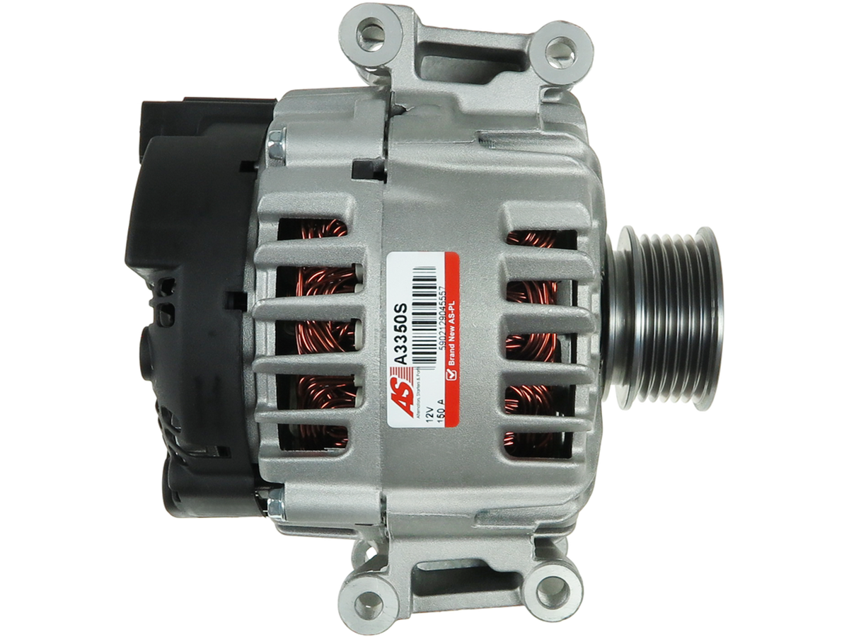 Alternateur Lucas LRA3360 12 V 150 A à poulie AFP pour Audi A6 C7 2.0 TFSI, vue de face avec connecteur arrière et poulie rainurée, proposé par distripiecesautos66