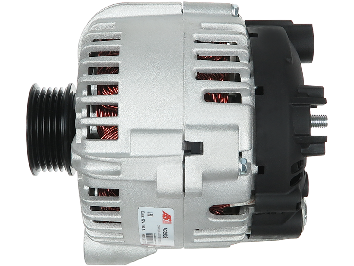 Alternateur Lucas LRA3078 12 V 150 A pour BMW E46 et Land Rover Freelander I, vue latérale avec poulie, vendu par distripiecesautos66