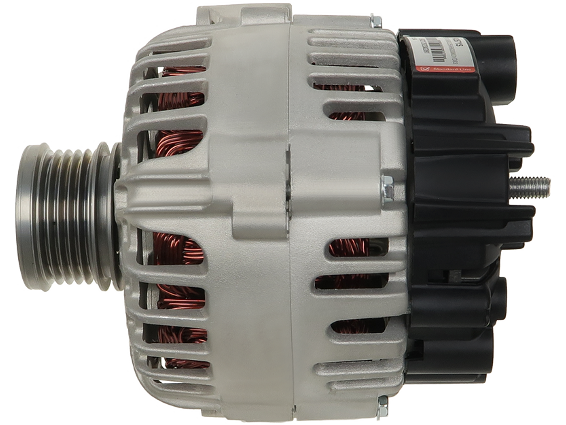 Alternateur 12V 115A pour Smart Forfour I 454 1.5 CDI et Mitsubishi Colt VI Z30, vue du composant automobile avec poulie et connecteur, proposé par distripiecesautos66 – Alternateur Mitsubishi pas cher