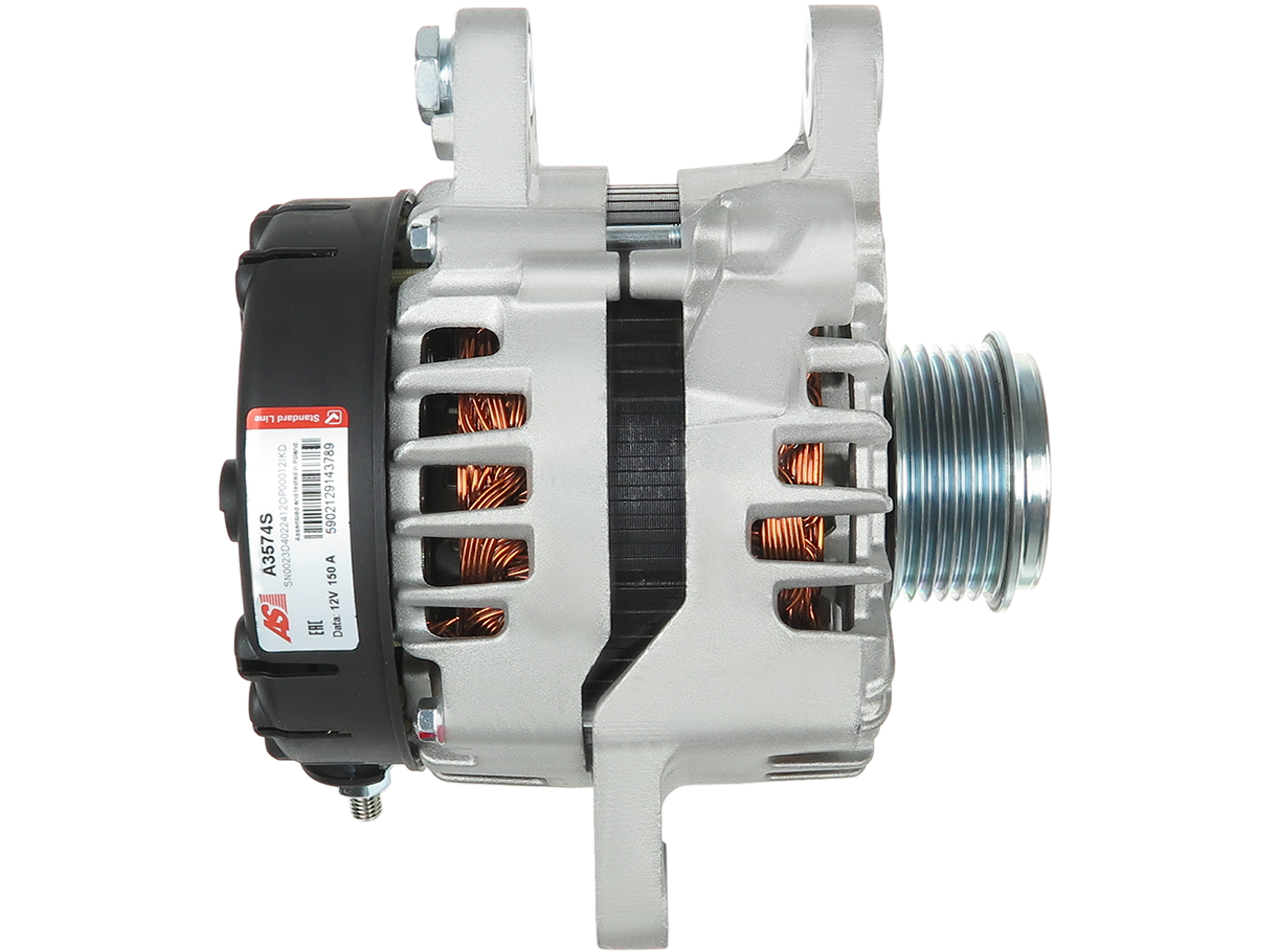 Alternateur 12V 150A Kia Seltos 2.0 MPi 4WD, Hyundai Tucson, OE 37300-2E721 – vue de l’alternateur automobile avec poulie et connecteur, vendu par distripiecesautos66