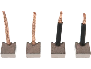 Balais charbons démarreurs pour Volvo 8602083 proposés par le vendeur distripiecesautos66, présentation de composants en graphite avec connexions en cuivre.