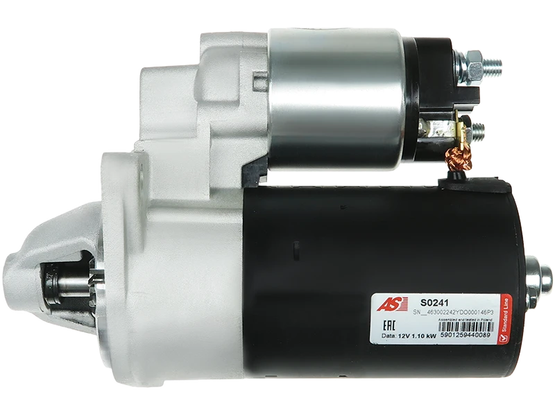 Démarreur LANCIA THEMA SW 2500 Turbo DS 8144.97S 12V 1.10kW proposé par distripiecesautos66, montrant un démarreur de haute qualité et fiable avec garantie de 2 ans.