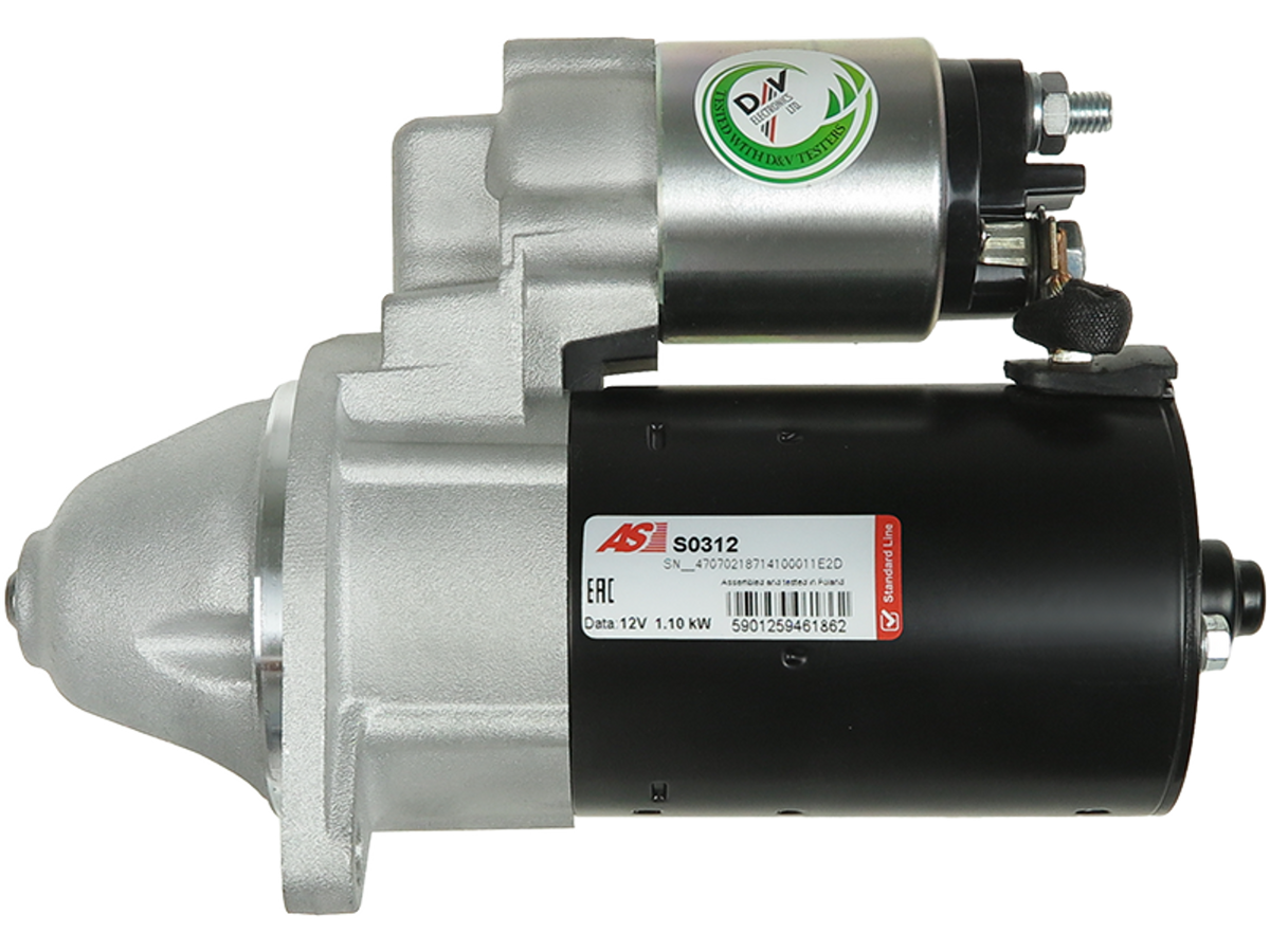 Démarreur Lombardini 58402090 HC Parts CS807 Sidat S12VA0078A2, moteur de démarrage 12 V 1,10 kW à 9 dents, fourni par distripiecesautos66