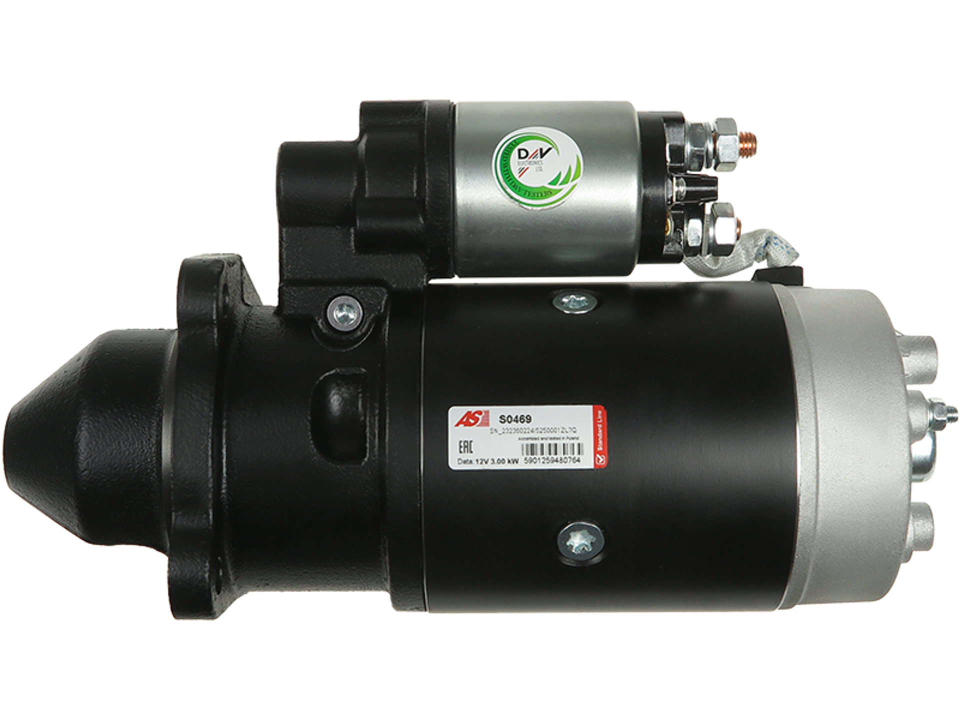 Démarreur Delco 19024285 12V 3.00kW, pièce d'origine compatible Fendt, fournie par distripiecesautos66.