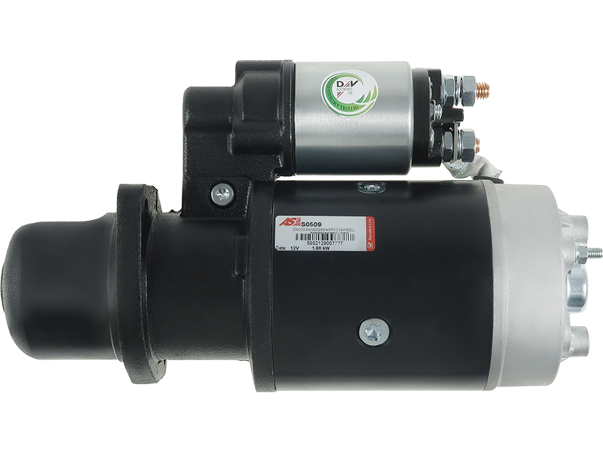 Démarreur Lucas LRS1228 12 V 1,80 kW 10 dents réf. OE 0001366019 pour MAN et Case IH, vue latérale du démarreur électrique fourni par distripiecesautos66