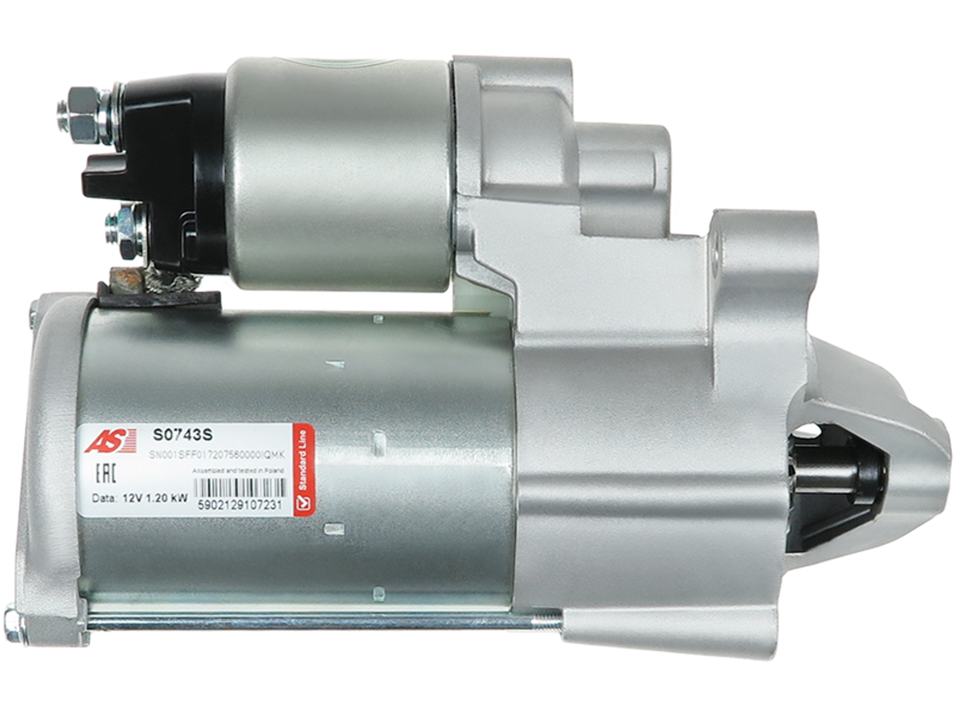 Démarreur BMW 7649091 installé sur un véhicule, tension 12V, puissance 1.20kW, proposé par distripiecesautos66, compatible avec plusieurs modèles de BMW.