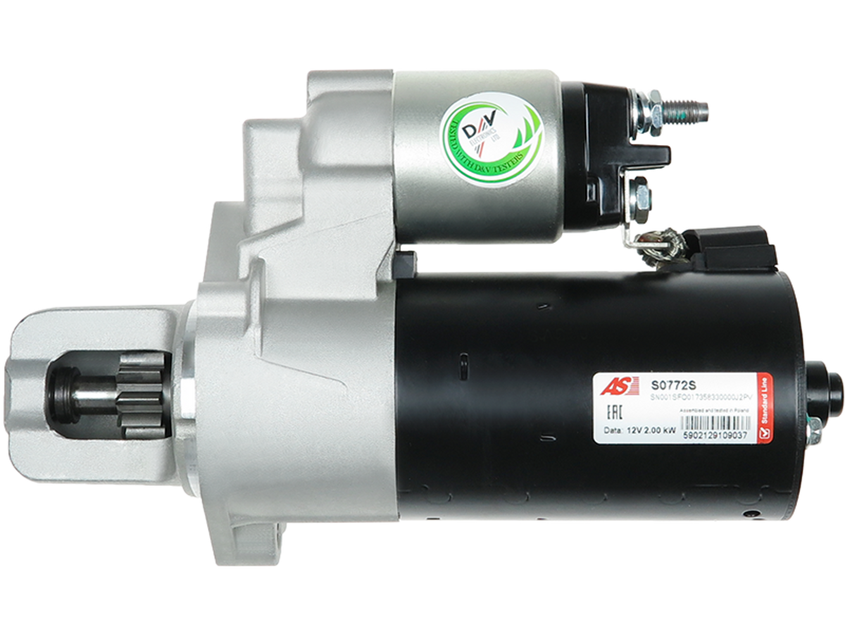 Démarreur Lucas LRS2570 12 V 2 kW 10 dents, OE 0001147402, Mercedes-Benz M276, proposé par distripiecesautos66 ; démarreur automobile visible de face, Prix discount, qualité Origine, garantie 2 ans.