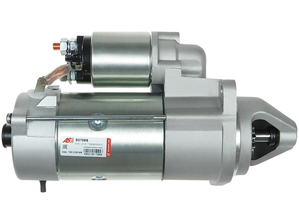 Démarreur Lucas LRS2407 12 V 3 kW 10 dents pour tracteurs Case IH et New Holland, vue détaillée du démarreur neuf proposé par distripiecesautos66, pas cher, qualité Premium, garantie 2 ans