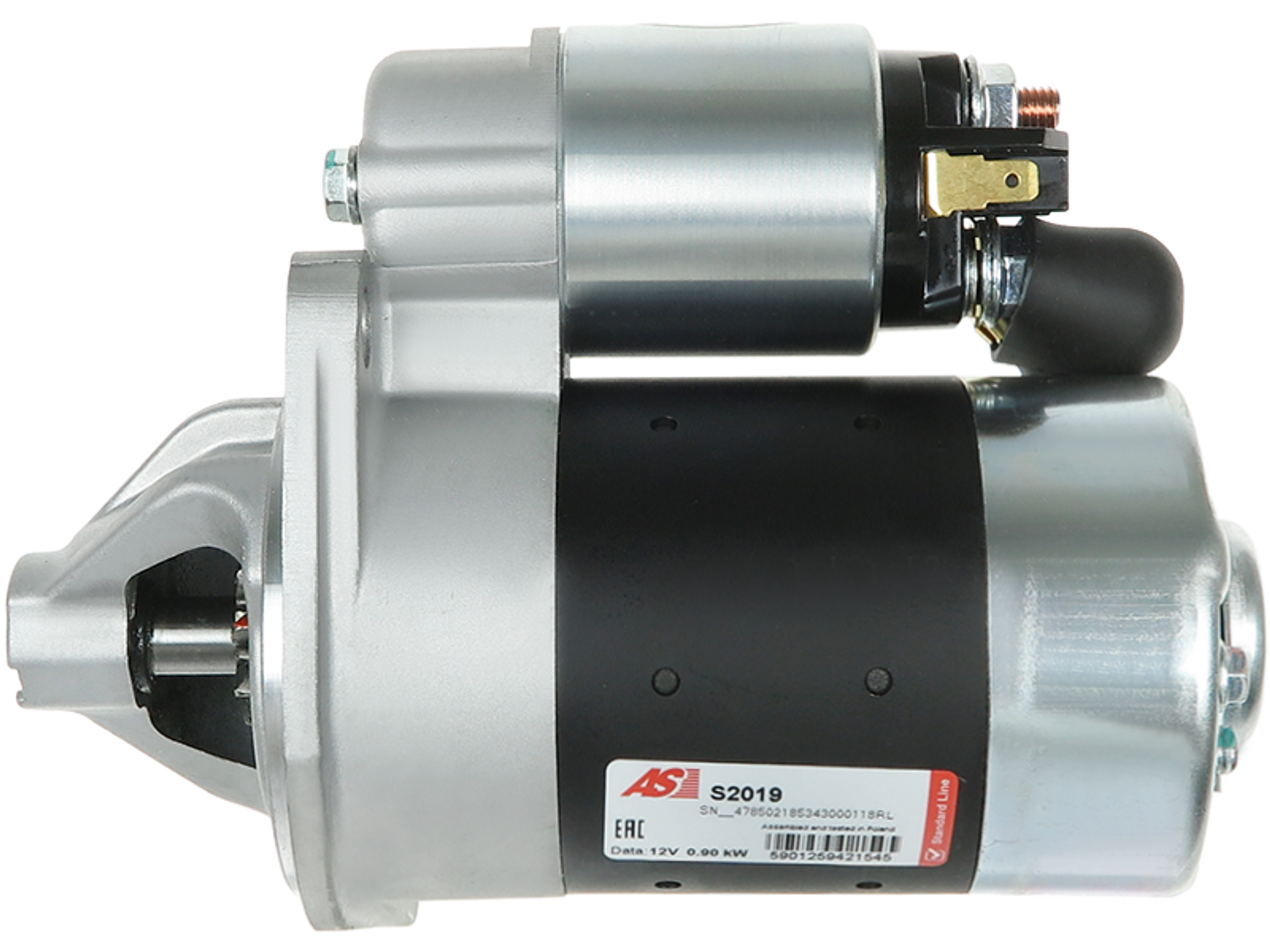 Démarreur YANMAR 3TN63 12V 0.90kW compatible S2019 de distripiecesautos66, montrant un design compact et des spécifications techniques pour un démarrage efficace.