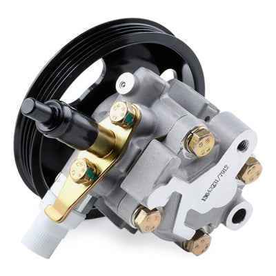 Pompe de direction assistée en aluminium pour MITSUBISHI Pajero Sport I SUV K70 K90 2.5 TD, vendue par distripiecesautos66. Cette pompe fonctionne sous une pression de 70 Bar et comprend une poulie de courroie de 122 mm.